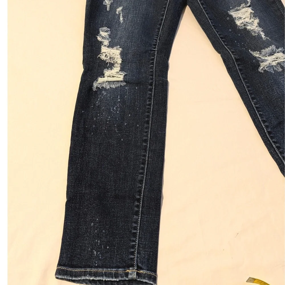 Judy Blue Distressed Boyfriend Jeans Dark Wash Paint Splatter Women's Size 3/26